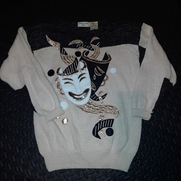 Vintage Bonnie Boerer & Company padded shoulder festive(ish) sweater - Picture 1 of 12
